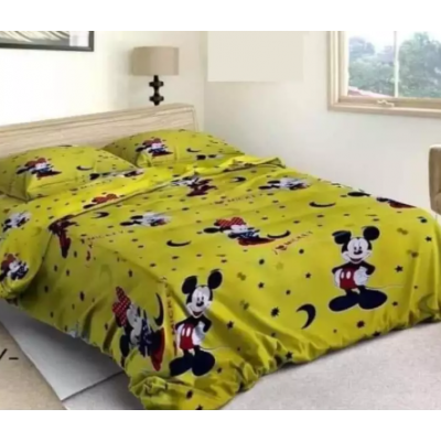 Mickey Mouse King Size Bed Sheet With 2 Pillow Covers